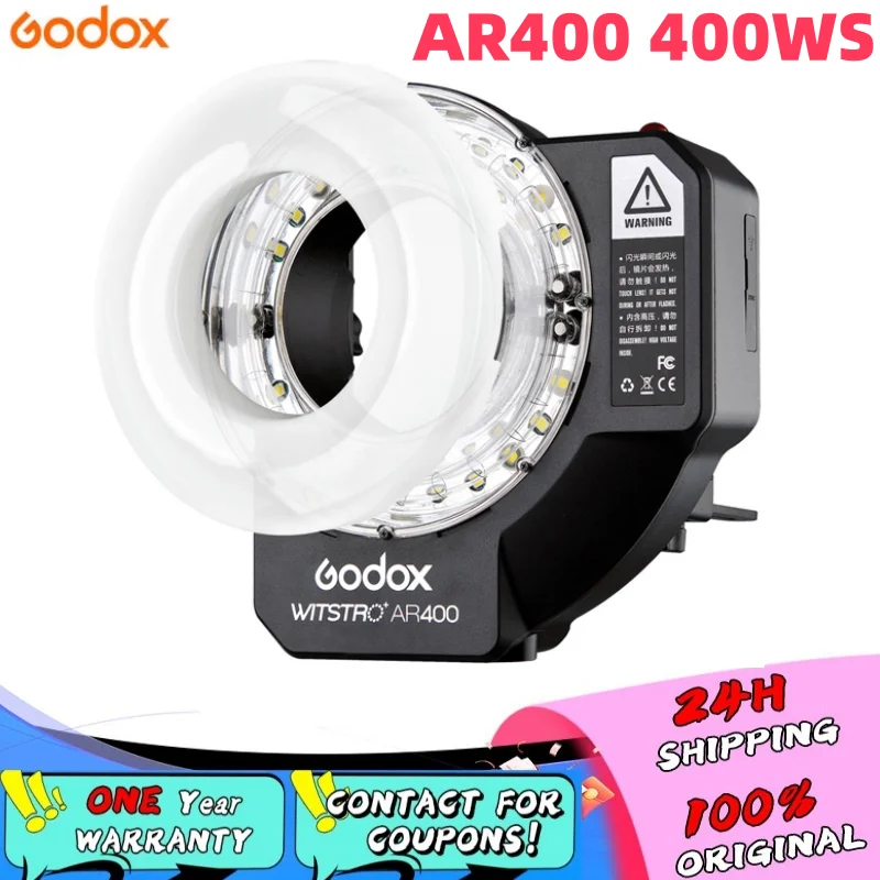 Godox Witstro AR400 400WS 200WS Flash Light Speedlite LED Ring Video Light With Li-ion Battery for C/N CD50 T03 2Y