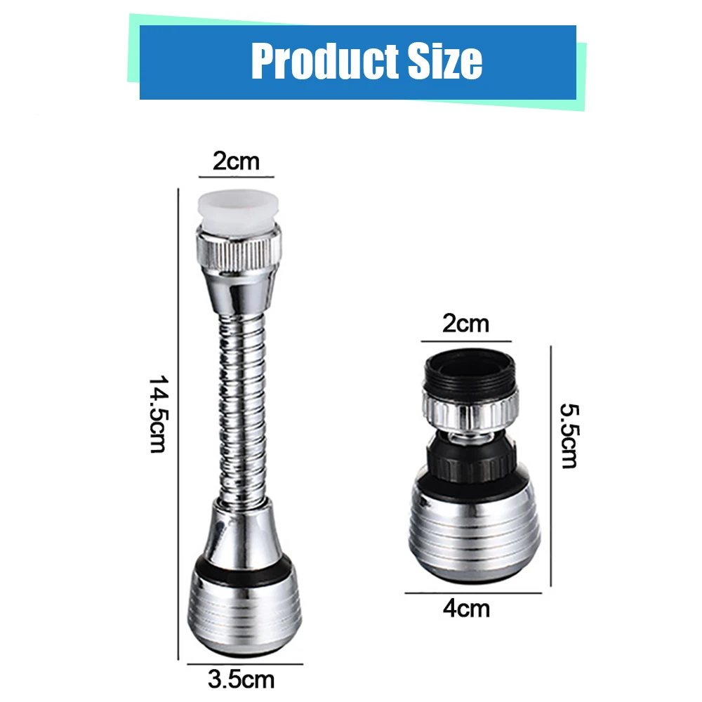 Faucet Aerator 360 Degree Kitchen Faucet Water Saving High Pressure Nozzle Tap Adapter Adjustable Water Filter Diffuser