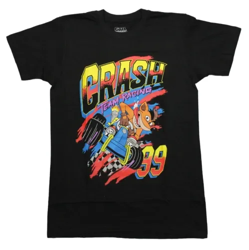 Crash Bandicoot New Adult T T Shirt Team Racing 99 Color Splash Image Maniche Lunghe O Corte