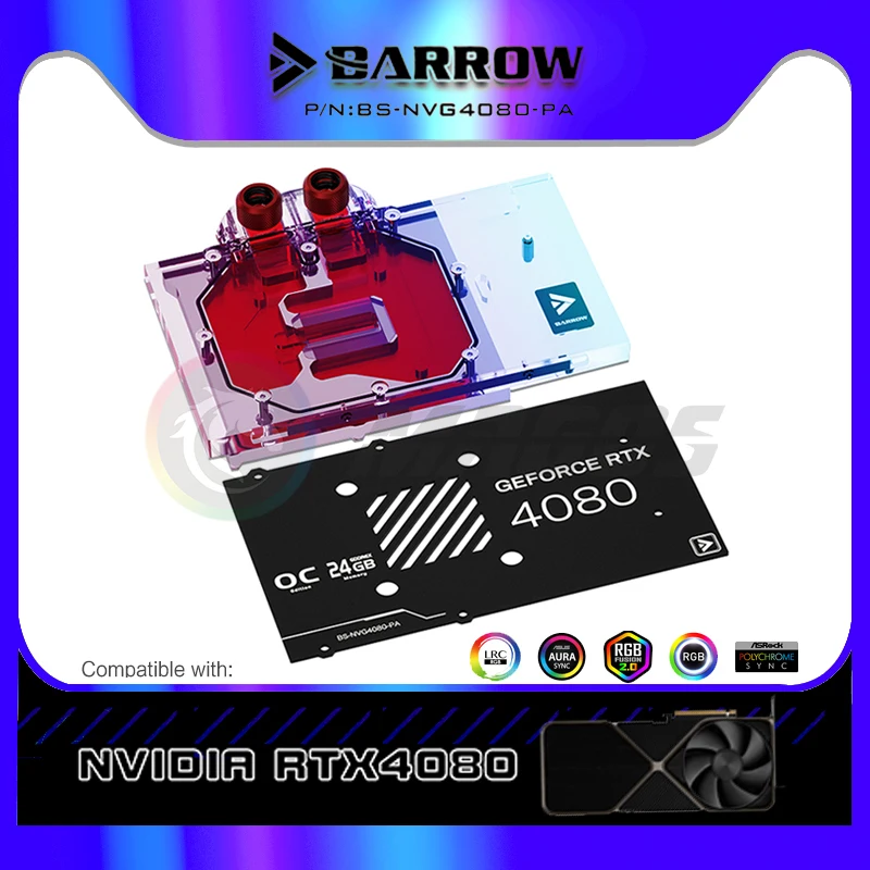 Barrow 4080 Gpu Water Block Per Nvidia Rtx 4080 Founders Edition (Fe)Vga Card Cooler Con Backplate,5V 3Pin Bs-Nvg4080-Pa