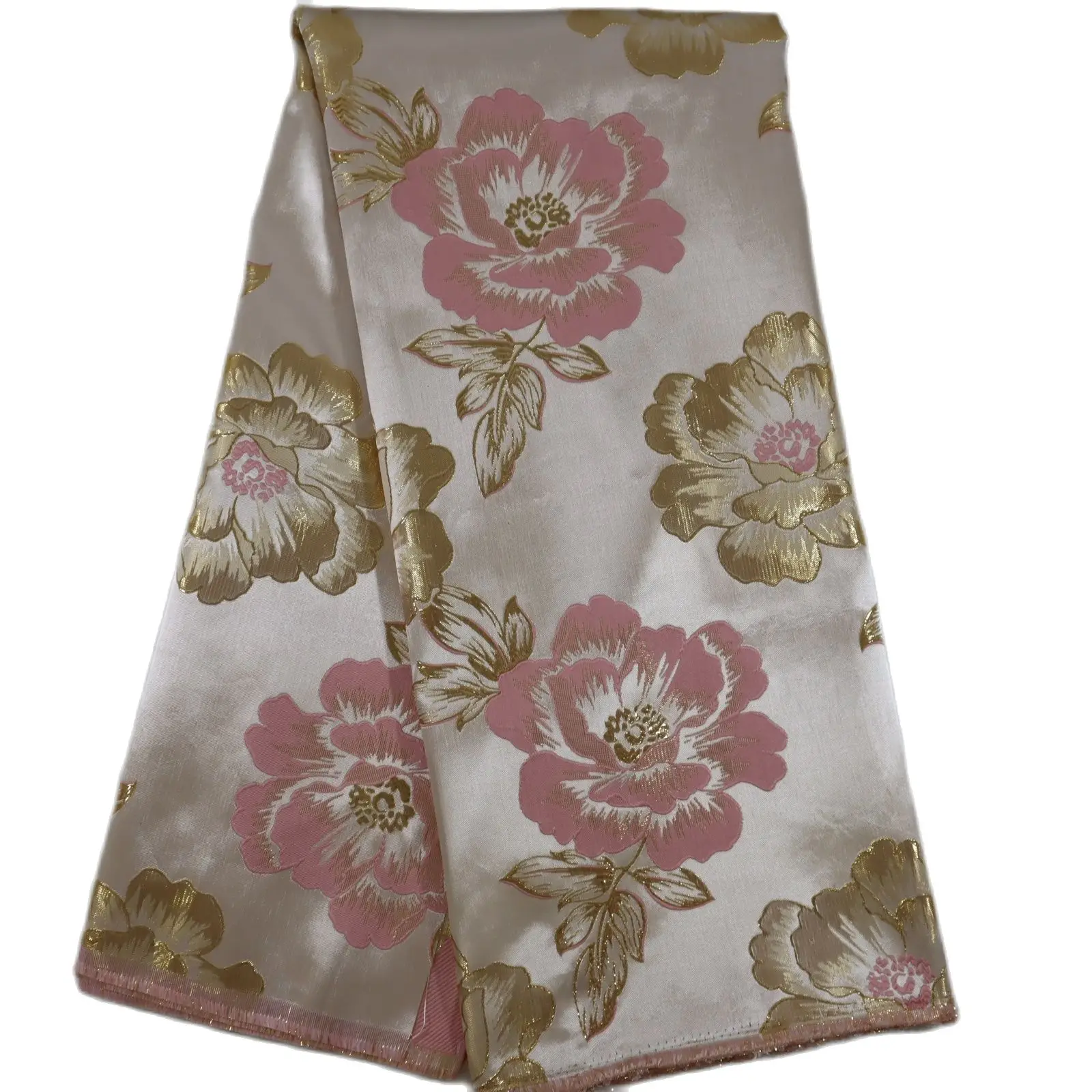 2022 Latest French Brocade Gliding Lace Fabric High Quality African 5 Yards Jacquard Embroidery Lace For Wedding Evening  Dress 