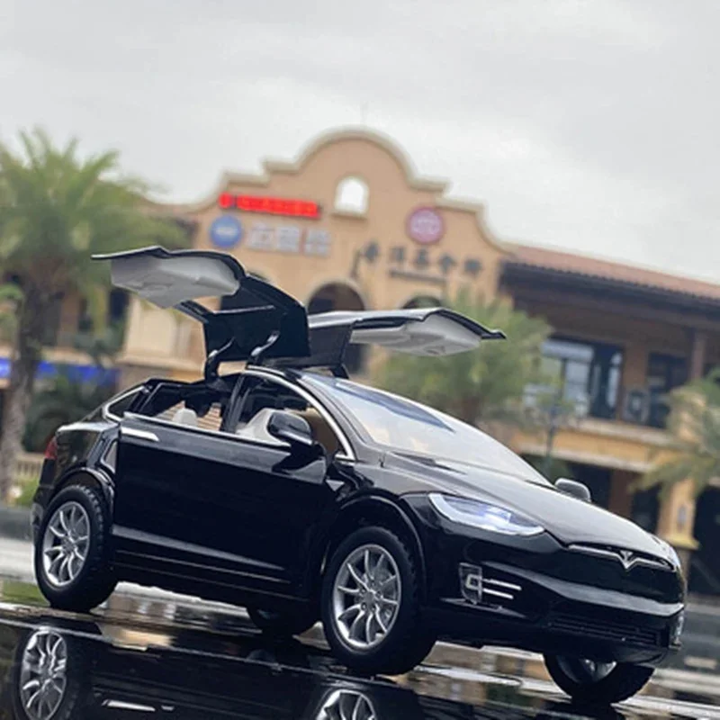 Tesla Model X Modellauto 1:24 - Metall Spielzeugauto Mit Öffnenden Türen