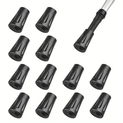 Premium 12 - Piece Non - Slip Rubber Trekking Tips - Durable Replacement Caps (Black)