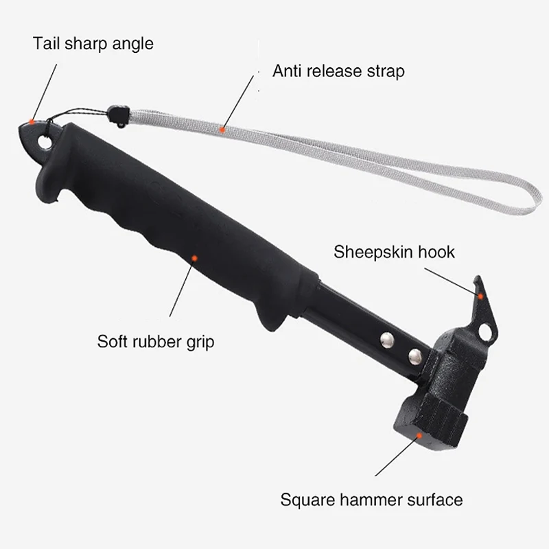 Camping Tent Accessories Hammer Nail Extractor Outdoor Camping Tent Nail Hammer Cast Iron Safety