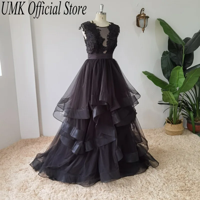 Black Wedding Dress Lace Tulle Wedding Dress Tulle Bridal Gowns