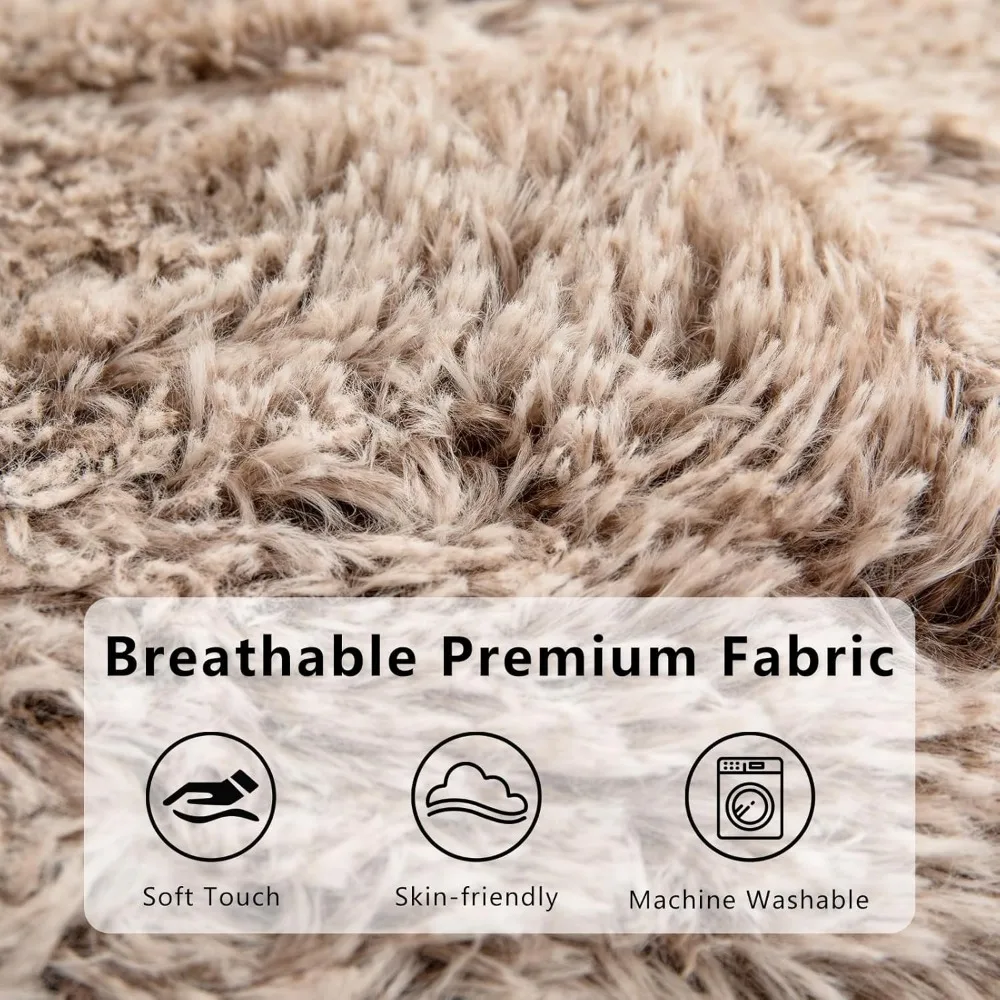 Giant Bean Bag Chair, Faux Fur Bean Bag Couch with Filler Large Living Room Chairs for Adults, Big Lazy Sofa