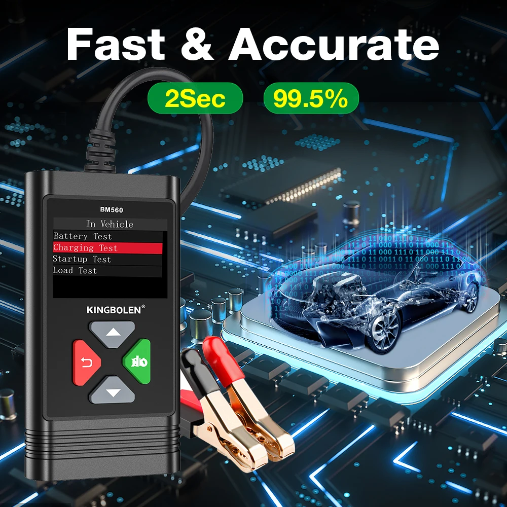 KINGBOLEN BM560 BM580 6V 12V Car Motorcycle Battery Tester 100-2000CCA Battery System Analyzer Charging Cranking Test Tools 4