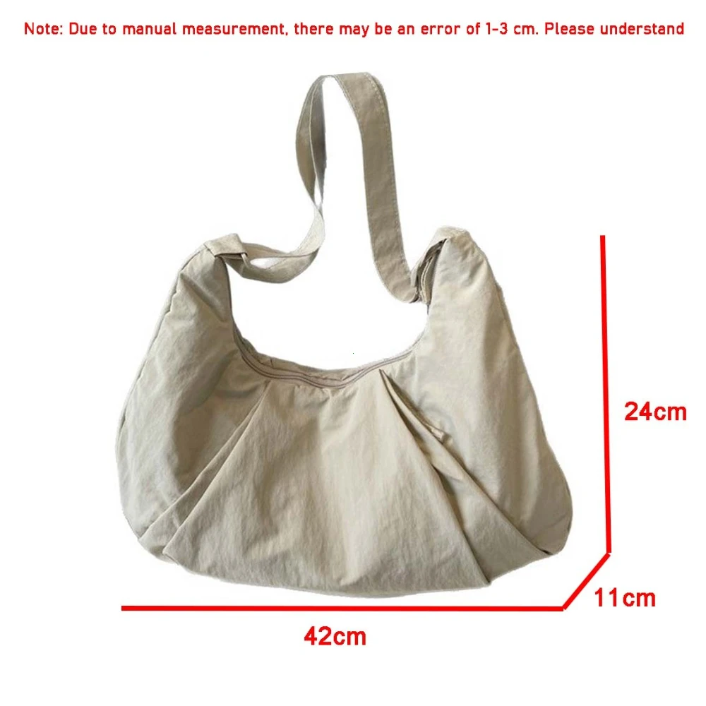 Korean Style Nylon Shoulder Bag Tote Bag Large Capacity Casual Dumpling Bag Solid Color Fold Oxford Cloth Girls Сумка Женская