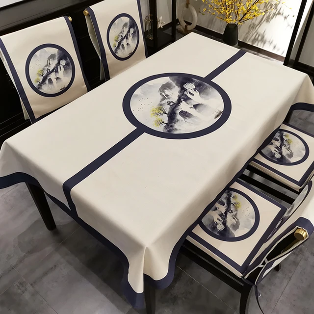 Nappe rectangulaire imperméable de style chinois, motif de plantes, mode, décor de restaurant, table basse, polymères 3