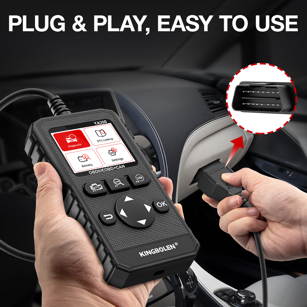  KINGBOLEN OBD2 Scanners YA200 Diagnostic Tool Automotive Scanner Engine DTC Lookup Battery Test Code Reader Free Lifetime Update 