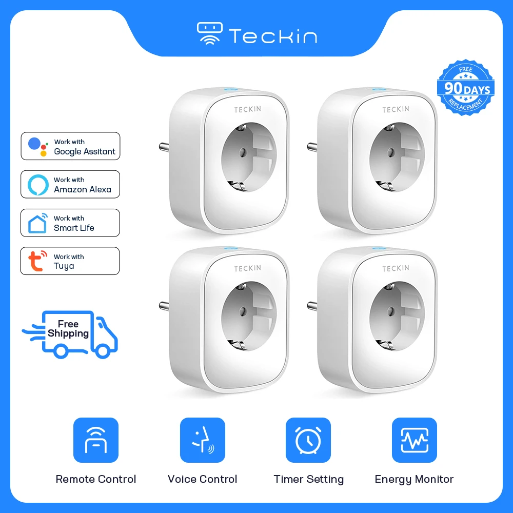 Умная вилка Teckin SP22 с Wi-Fi голосовым дистанционным управлением Alexa Google Home Smart Life Tuya