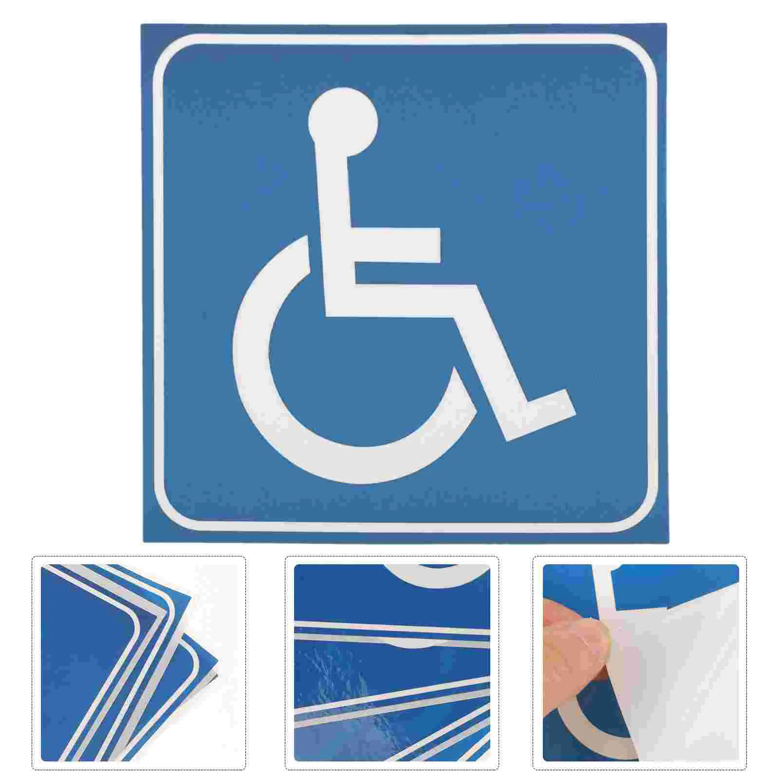 4 Sheets Disability Handicap Sign Adhesive Disabled Waterproof Stickers Sticker Applique