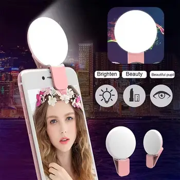 Luce LED portatile per cellulare, mini luce selfie, luce di riempimento per trucco, lampada regolabile per smartphone, accessori universali per iPhone