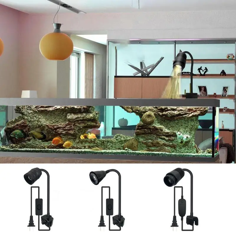 

Лампа для аквариума 15-60 градусов, фокусирующаяся на водонепроницаемой лампе, энергосберегающая, вращающаяся на 360 градусов искусственная, аксессуары для аквариума