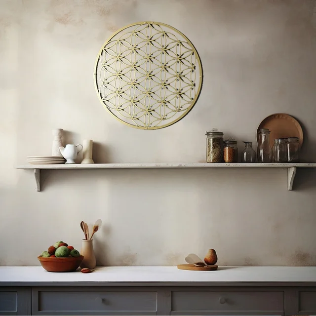 Ramadan & Eid – Art mural spécial fleur de vie en métal, pour décoration de chambre à coucher et de salon, Design Lotus comme pièce d'accent au-dessus du canapé 4