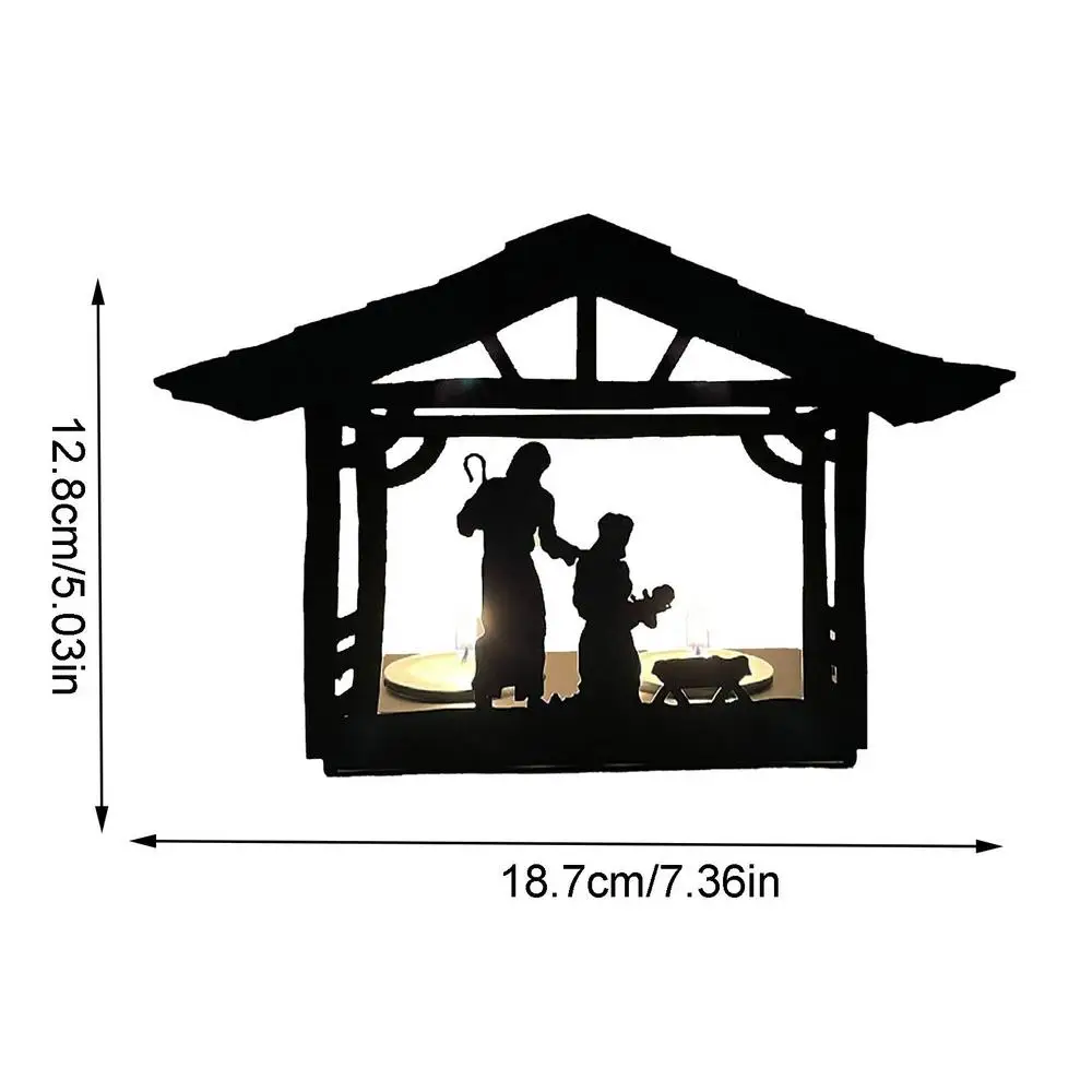 Portacandele per presepe in legno naturale dipinto a mano - Con candela