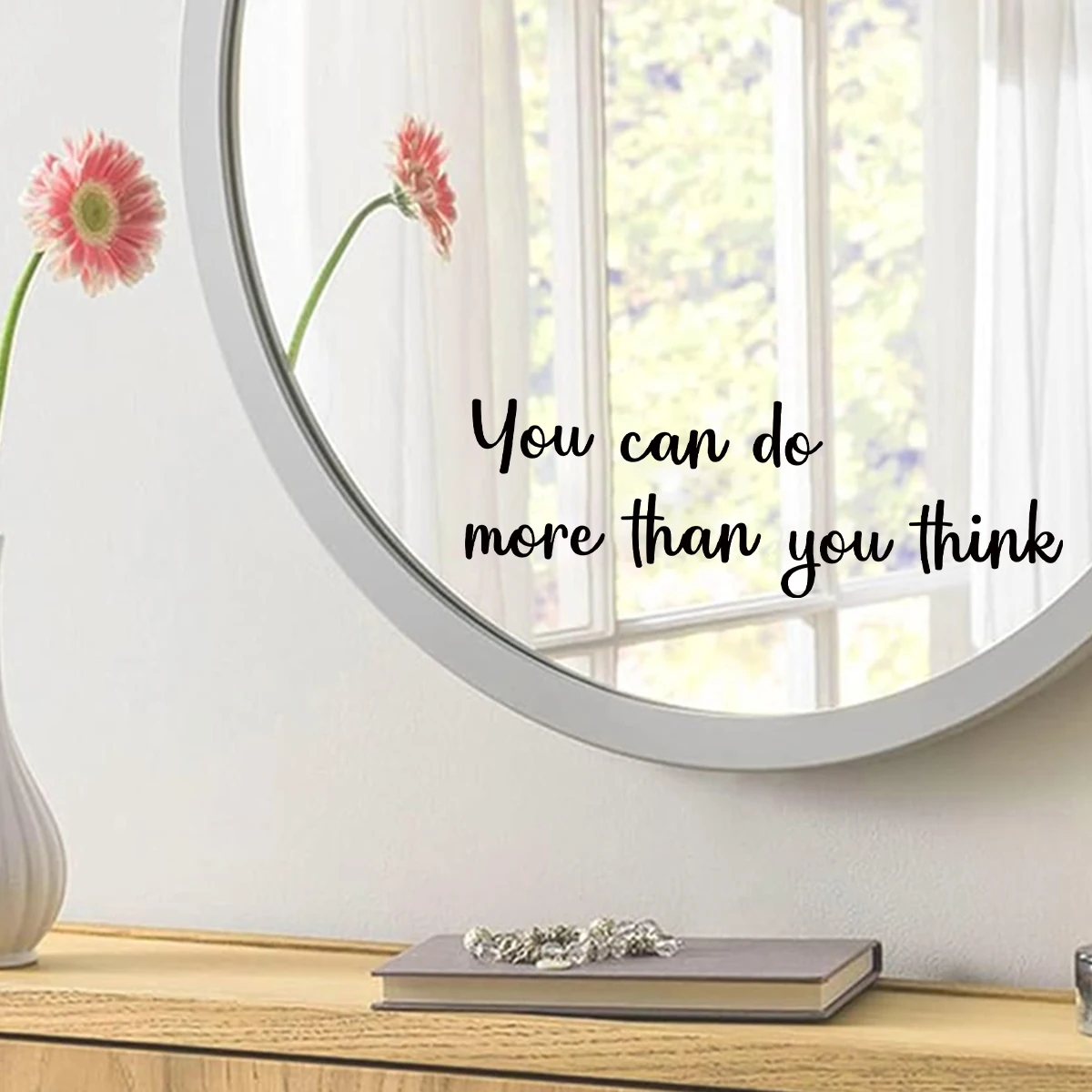 1pcs Inspirational Encouraging Quotes PVC Mirror Stickers for Bedroom Decoration Home Removable Wall Decals Living Room Decor