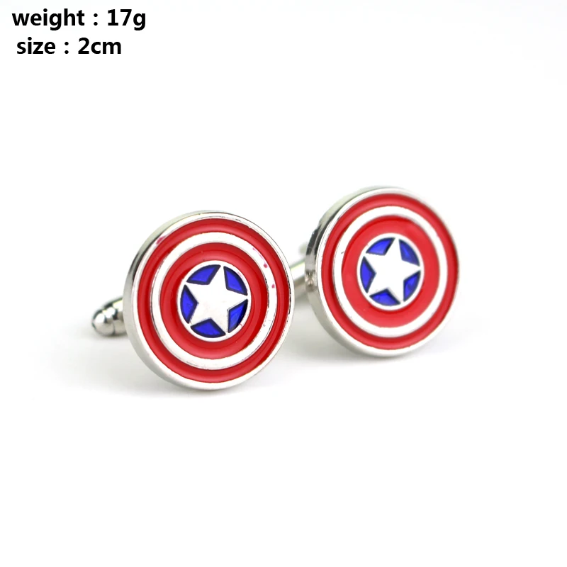 

Superheroes Design Captain America Cufflinks Quality Brass Material Red Color Cuff Links Wholesale & Retail