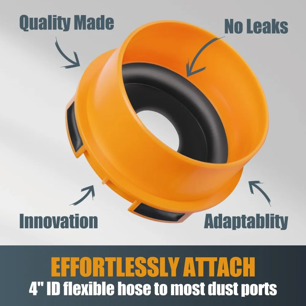 15 Amp Portable Benchtop Thickness Planer with Dust Port, Quick Connect Port/Hose Adapter and 4" x 10' PVC Dust Collection Hose