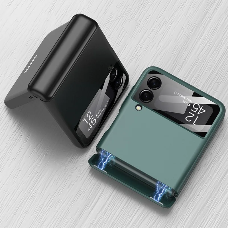 Luxury Case for Galaxy Z Flip 3 4 5G Magnetic Hinge Full Protection Cover Camera Glass Business Hard Back Case for Z Flip3 Flip4