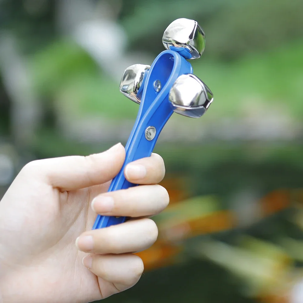 Three Bells Blue Hand Bell ABS Plastic Handbell Percussion Instrument Musical Toy KTV Party Kids Shaker Game Birthday Gift