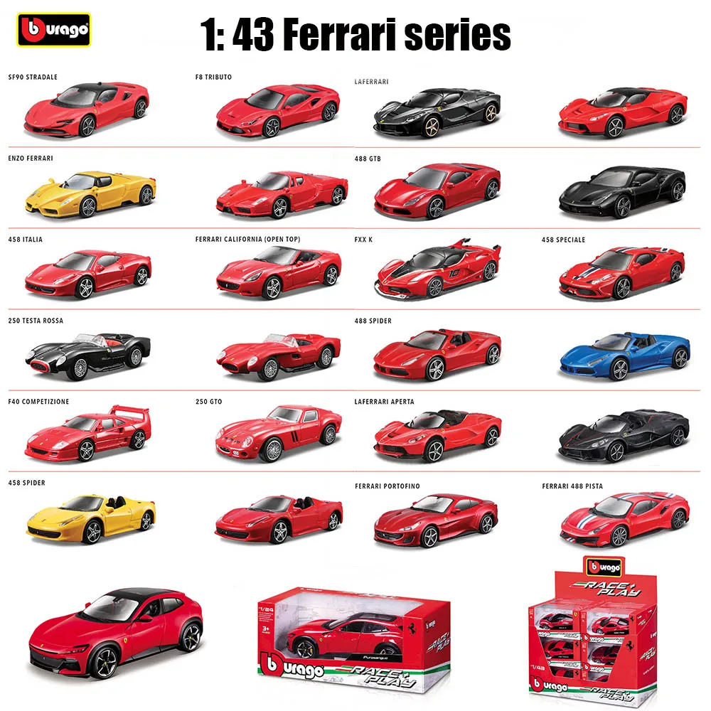 Bburago 1:43 Luxury Ferrari Alloy Diecast Car Collection - Premium Toy Gift