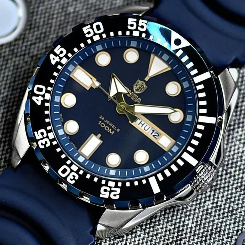 BOAMICO Dual-Time Luxury Watch – Gold Steel Square Dial | Waterproof Sports Watch main image 1