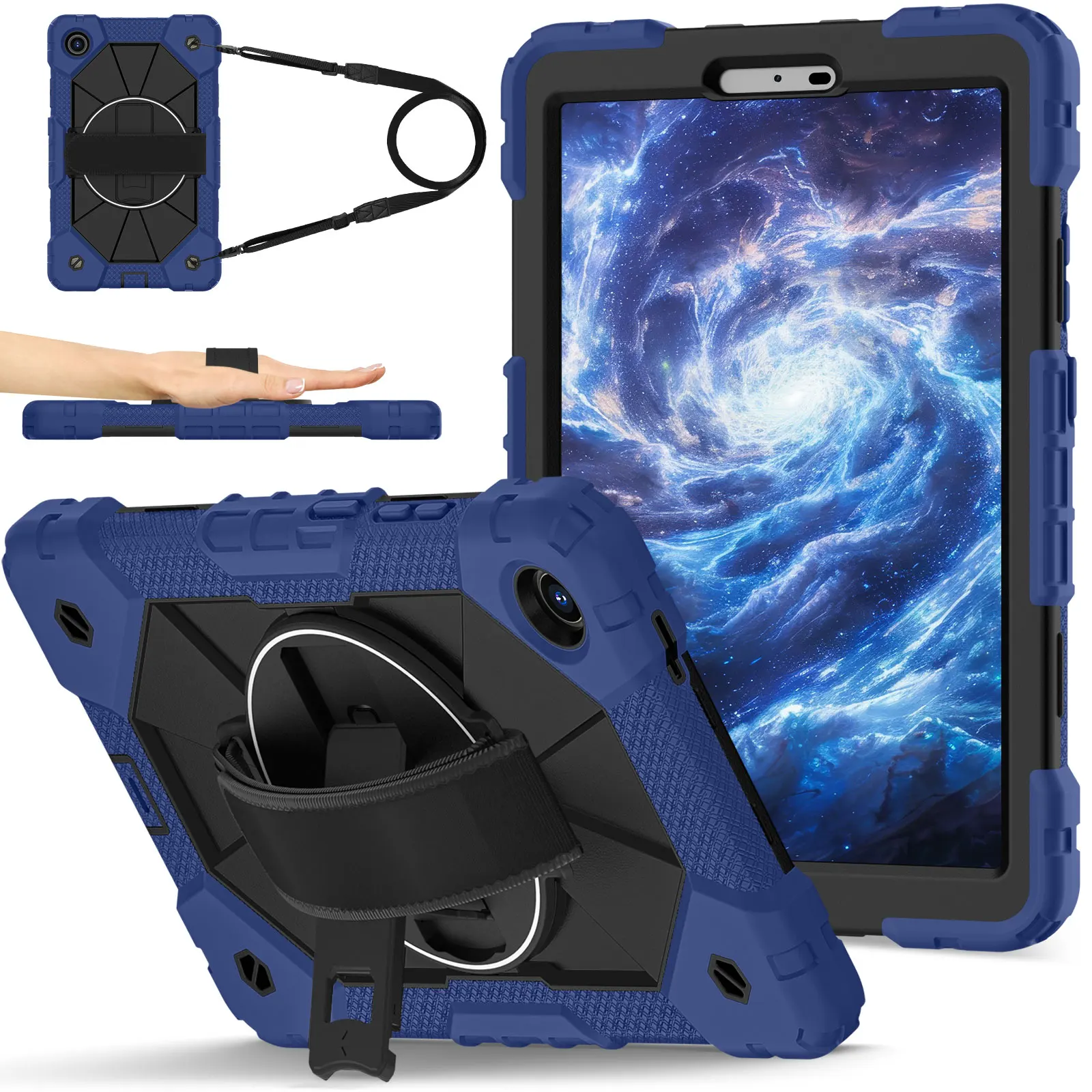 Heavy Duty Rugged Protective Silicone Tablet Case with Strap