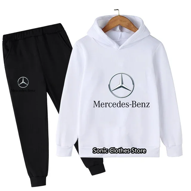 thumbnail image 1 of Conjunto de Sudadera con capucha con logotipo de coche mercedes-benz para niños, chándal informal de manga larga para niños de 3 a 14 años, primavera y otoño, 1 of 3