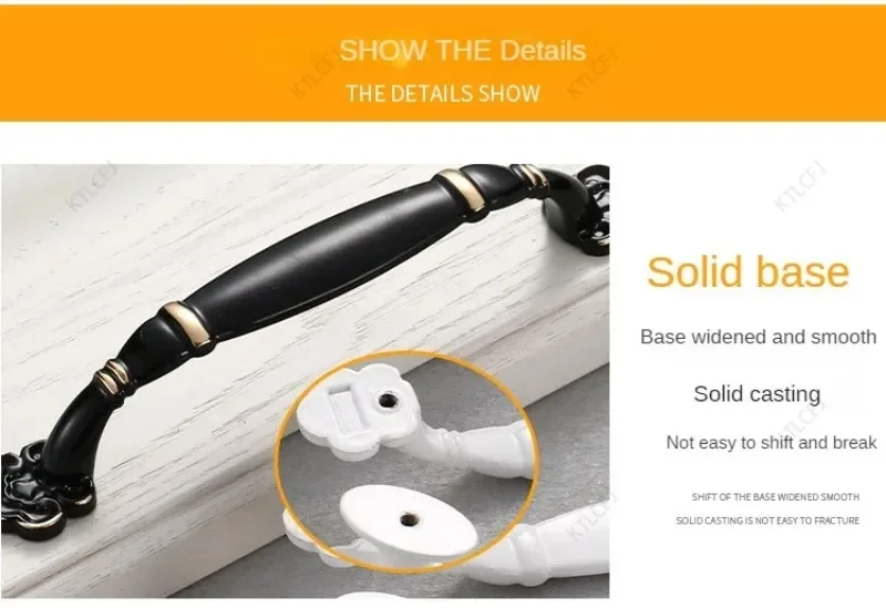 Description Picture 6 of itemAmerican Black Handle Nordic Cabinet Wardrobe Shoe Cabinet Door Handle Modern and Minimalist European Zinc Alloy Drawer Handle