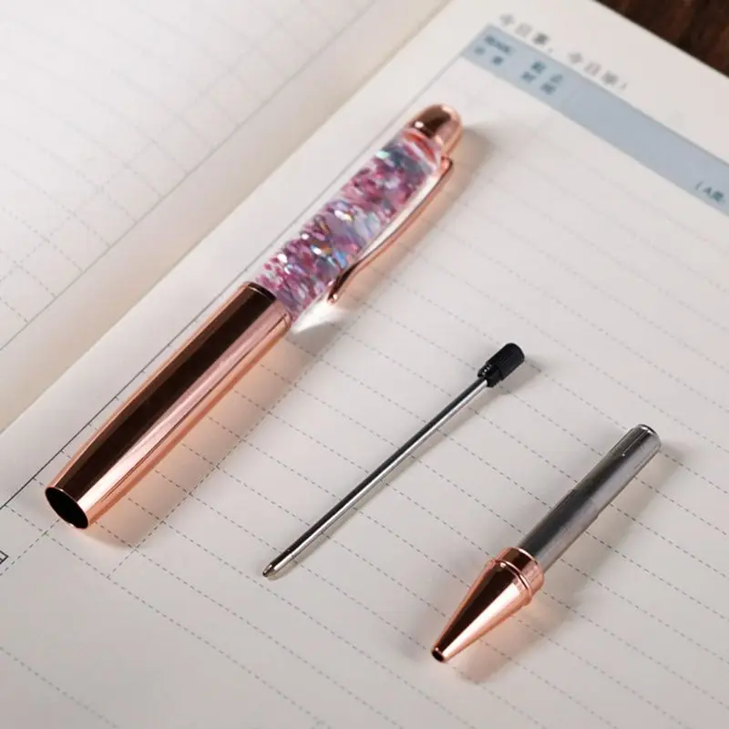 럭셔리 1.0mm 메탈 블링 스팽글 볼펜 시그니처 필기구 검정 잉크 S