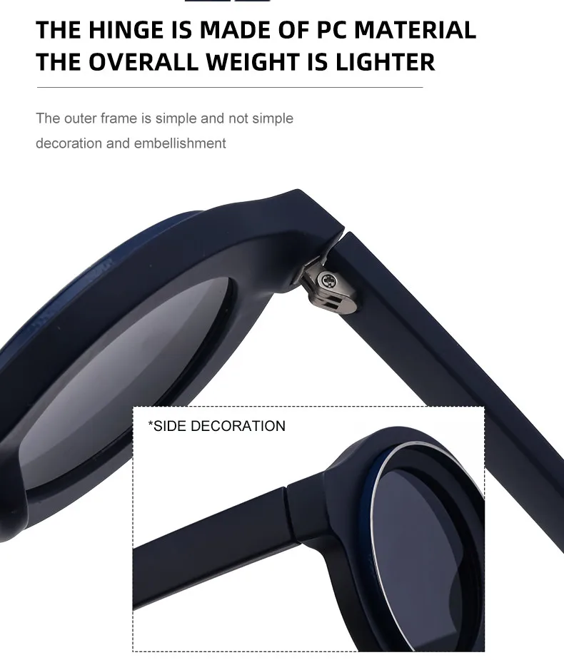 Neue Modische Runde Sonnenbrille für Männer und Frauen 2026 Luxus-Markendesigner Beliebte Punk-Sonnenbrille für Herren Vintage Retro Shades Eyewear – Detail 12