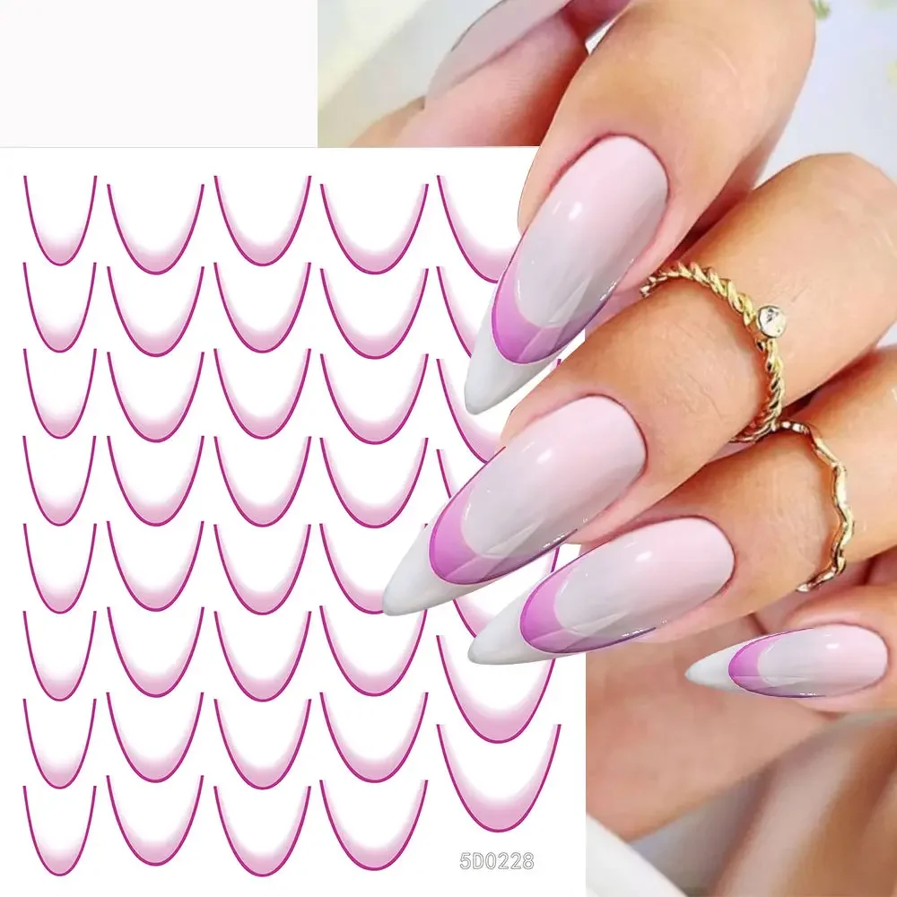 Nail Stickers 6/18pcs French Manicure 3D Gradient Decals