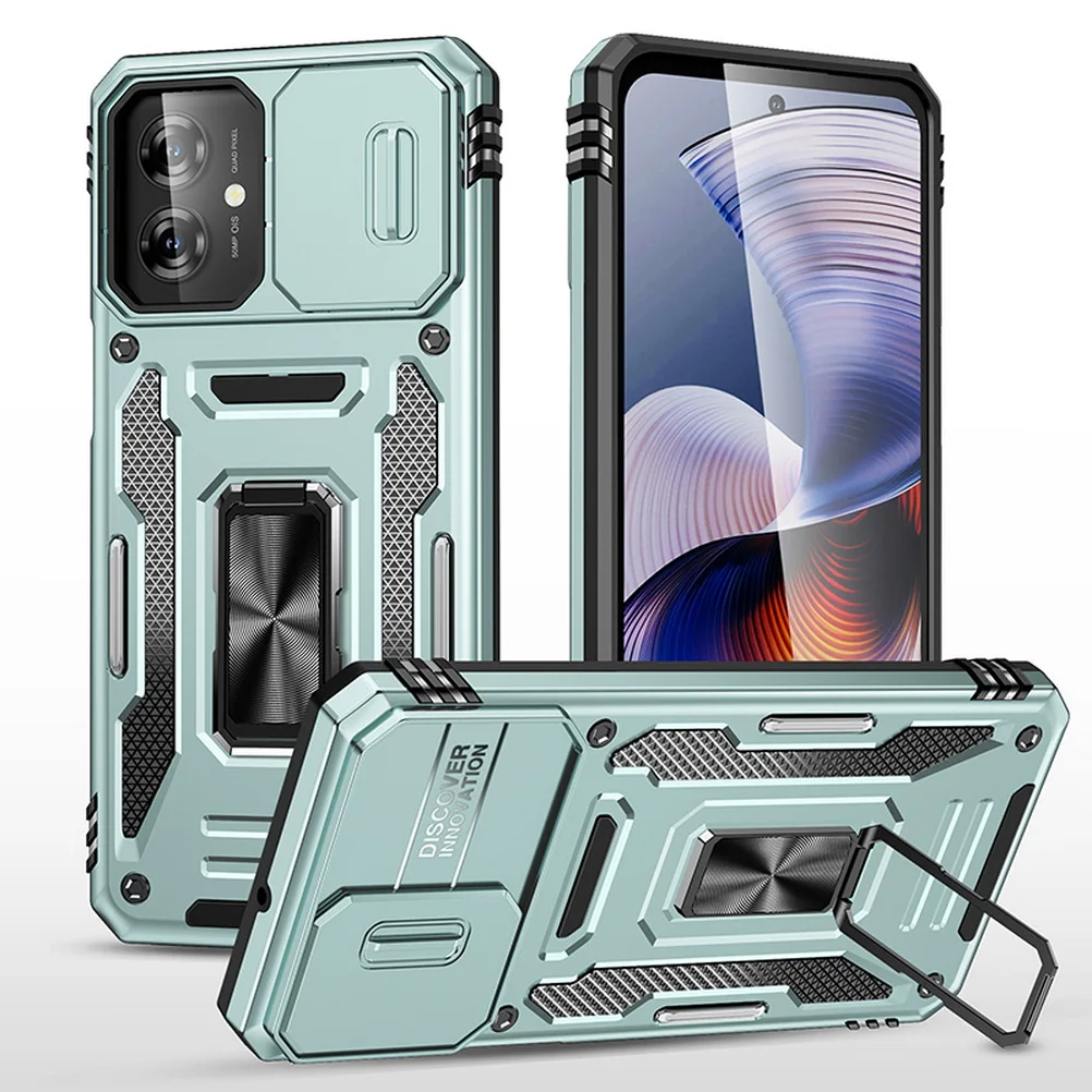 Enhanced Protective Case with Sliding Camera Cover and Metal Ring Stand