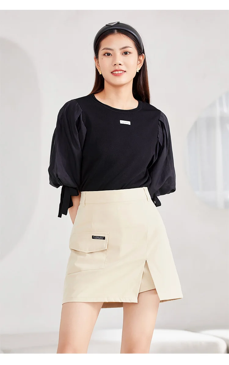 A21 Elegant Khaki Solid Mini Skirt for Office Lady Casual Summer 2022 Female Middle Waist Pockets A-LINE Short Skirts pleated midi skirt