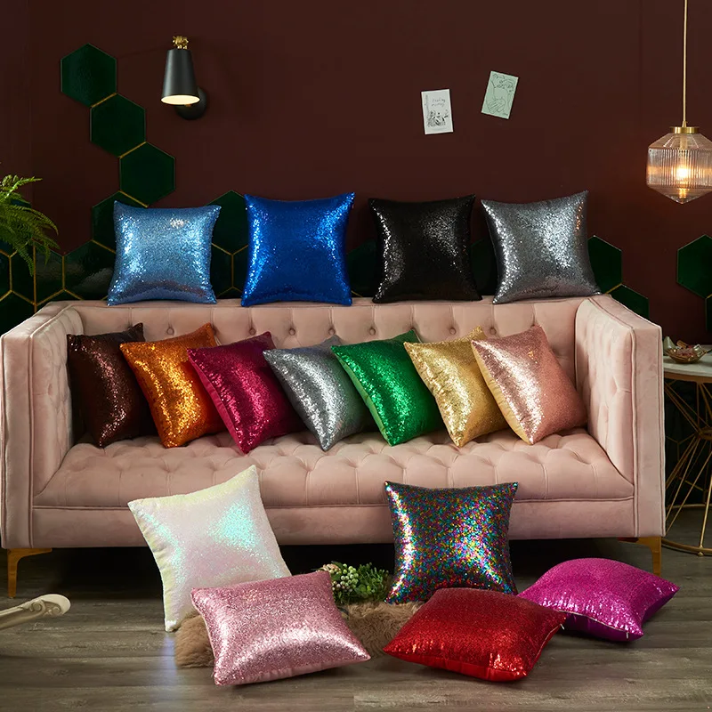 

Sequin Cushion Cover 40x40cm Personalized Fashion Decoration Throw Pillowcase For Christmas Festival wedding Living Room Decor