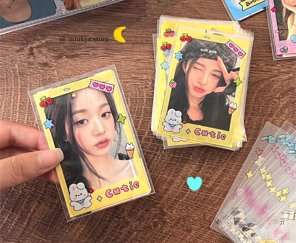 MINKYS Kawaii 20pcs/50pcs Kpop Sleeves 3 inch Toploader Card Bag Photocard Sleeves Idol Photo Cards Protective Storage Bag 3