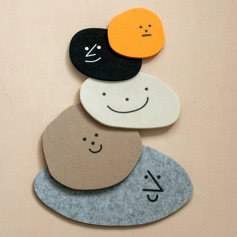 Nordic felt coaster cute shape small stone table insulation pad niche