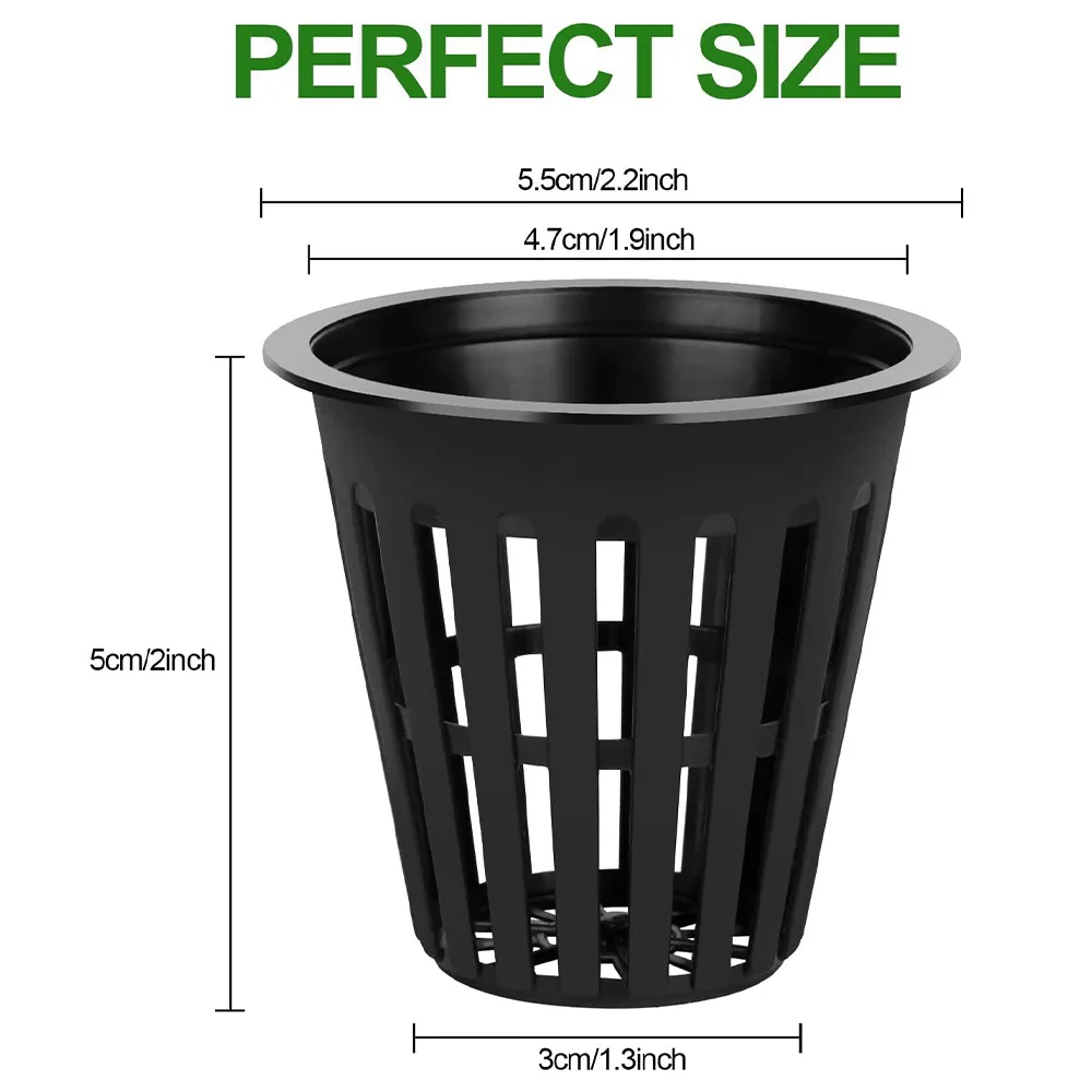 10pcs 2 Inch Hydroponics Cups Slotted Mesh Wide Lip Filter Plant Net Pot Bucket Basket Vegetable Garden Grown Netted Baskets