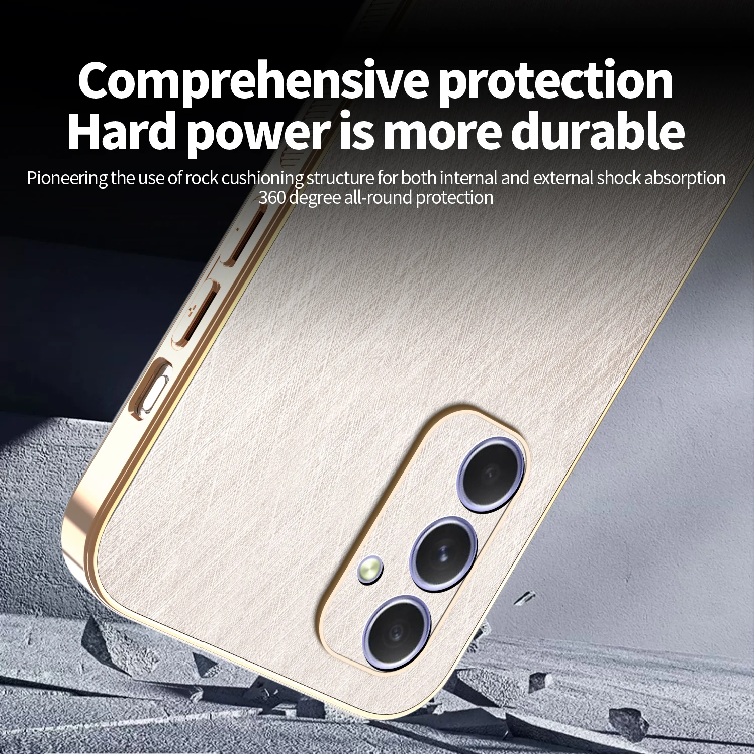 Gold Silk Texture Leather Plating Electroplated Tough Cover
