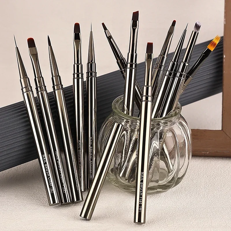 New Product 12 Pcs Set Nail Art Brushes Set Nail Art Design Pen Painting Tools with Gel Gradient Nail Supplies for Professionals 6