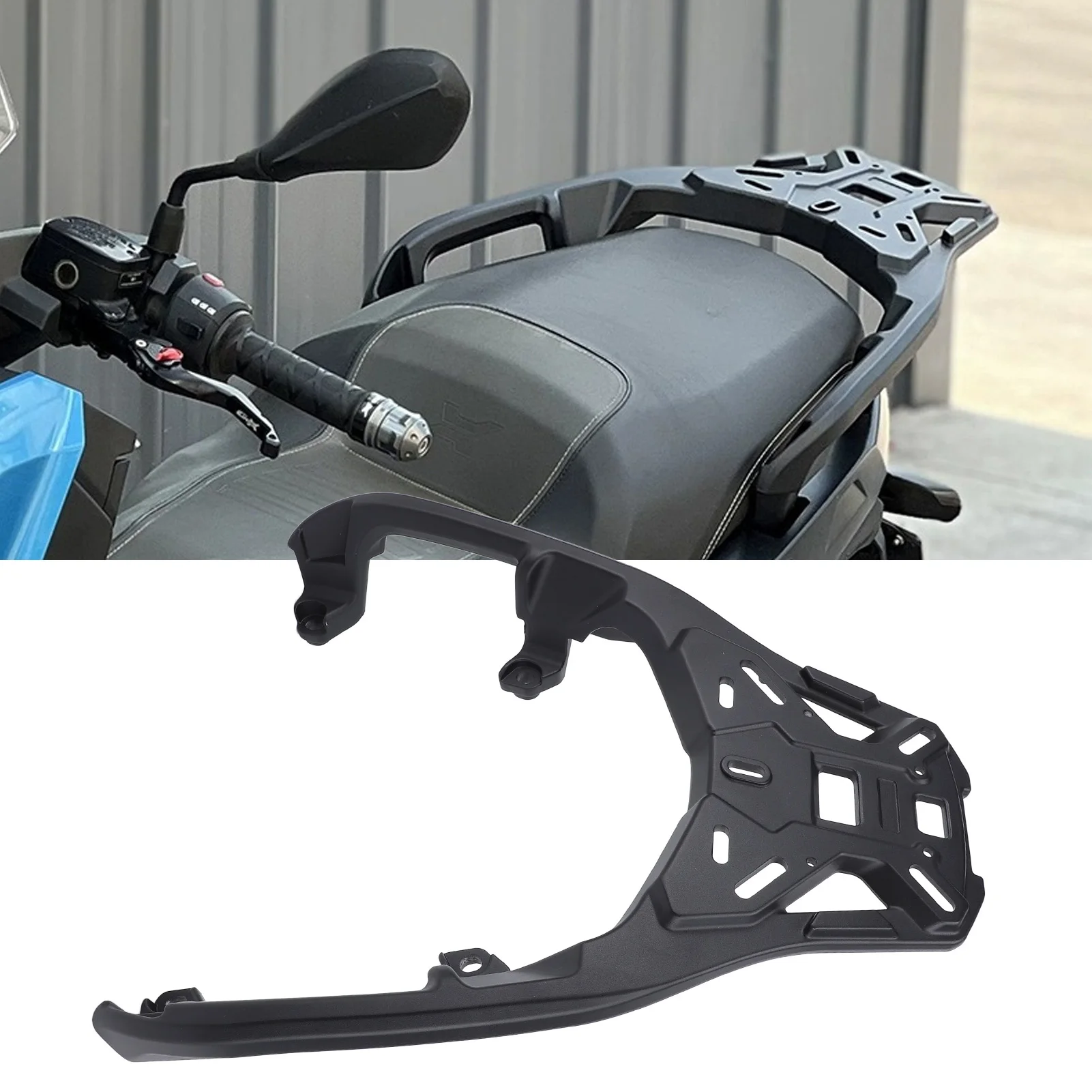 Motorcycle Rear Luggage Rack Hollow Design Motorcycle Rear Luggage Cargo Rack Matte Black Strong Load Bearing for C400GT C400X