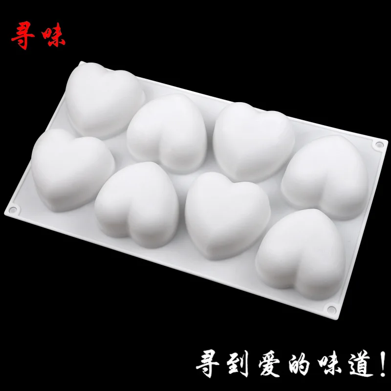 Silicone Mold Soap Molds 8 Pcs Love Heart Silicone Soap Mold Handmade Candle Making Kit Diy Chocolate Candy Ice Plaster Resin Cake Decoration Baking Tool