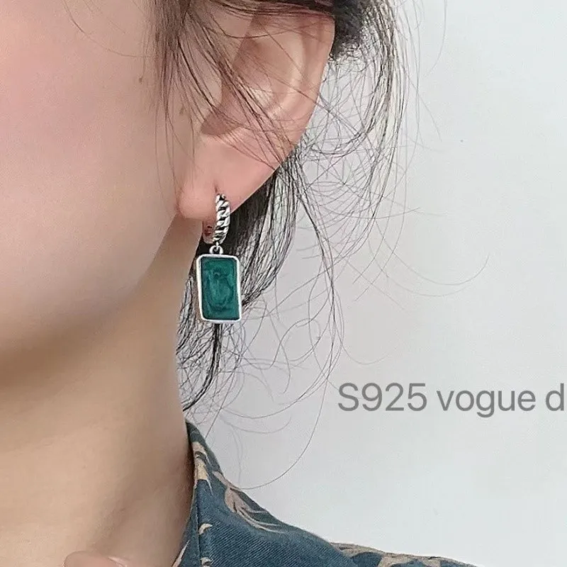 Luxury Green Zircon Hoop Earrings for Women Couples Delicate CZ Dangle Earring Party Jewelry Gifts