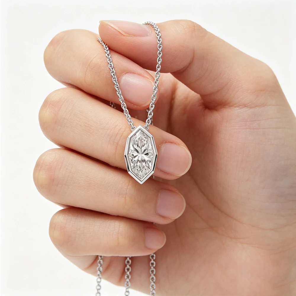 3CT 마르퀴즈 컷 모이사나이트 다이아몬드 펜던트 목걸이 여성용 랩 다이아몬드 도금 18k 골드 주얼리 선물
