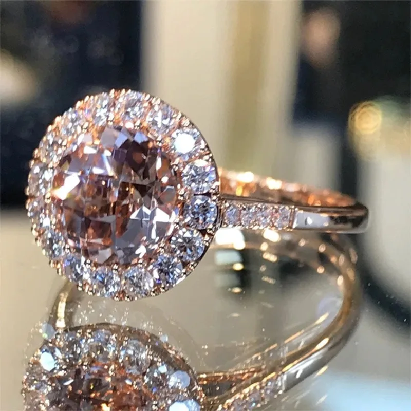 Engagement Rings Zircon Rings Wedding Rings Fashion Rings Gold Rings Fashion Ring Finger Rings Fashion Luxury Champagne Zircon Engagement/Wedding Rings for Women Creative Rose Gold Color Anniversary Jewelry Accessories