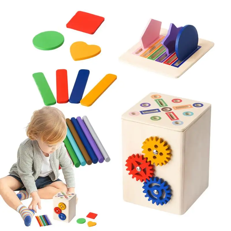 Shape Sorting Toy Sensory Matching Games Wooden Shape Color Sorter Motor Skills Toys For 1-3 Year Old Boy Children