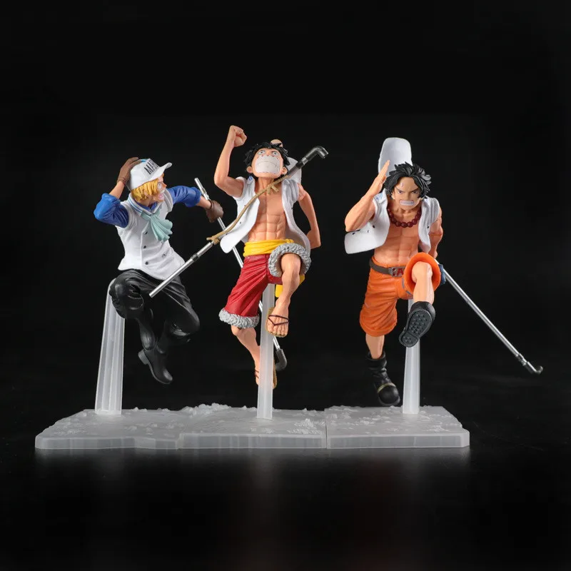 

17CM One Piece Anime Figure Navy Uniform Running Luffy Ace Sabo Action Figure Statue PVC Model Toy Collection Car Ornament Doll