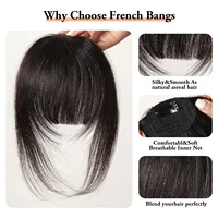 100% Remy cheveux humains frange frange Clips en naturel noir cheveux humains 3D Air frange postiches pour les femmes avec des cheveux amincissants 2