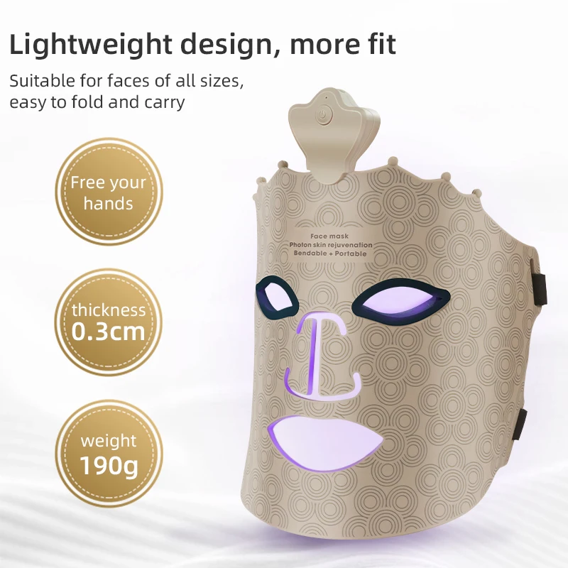 Led Facial Mask Light Therapy 7 Colors Silicone Full Face 240 Lamp Beads Wirelessly Red Light Therapy Photon led facial mask